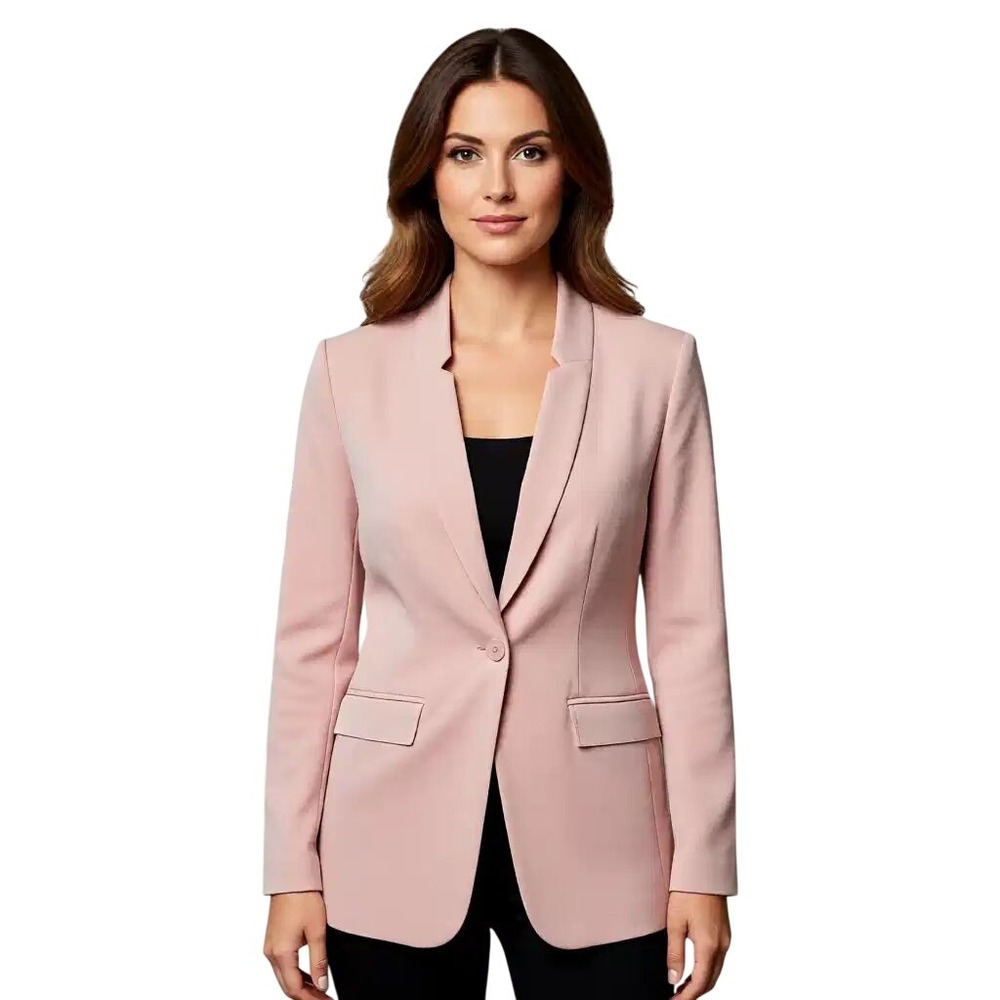 Joan Vass Pink Collarless Blazer Jacket Women's‎ M/1 Cotton Lycra